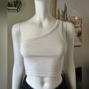 American Eagle Outfitters White One-Shoulder Crop Top